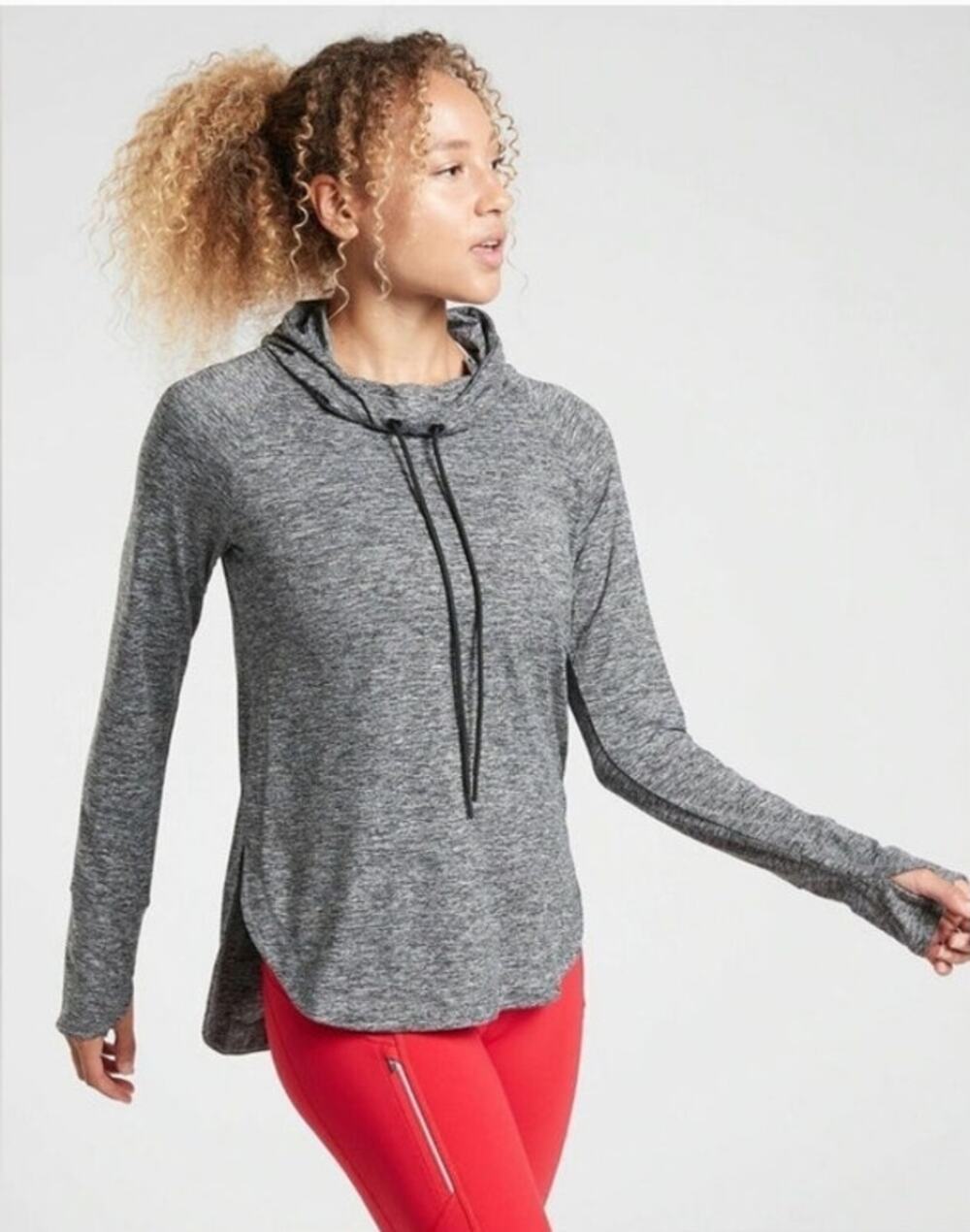 ATHLETA Uptempo Elevate Hoodie Women XXS Black Gray Heather Lightweight